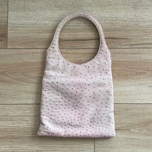 Baby pink ostrich leather purse